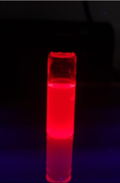 Image of QDs dispersion in chloroform under UV light