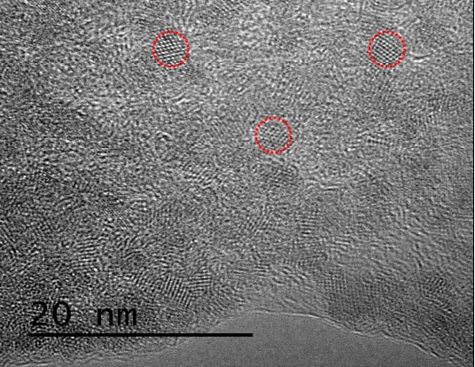 HR-TEM image of QDs size of 3~4 nm.